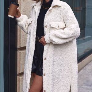 Women's Cream Sherpa Coat